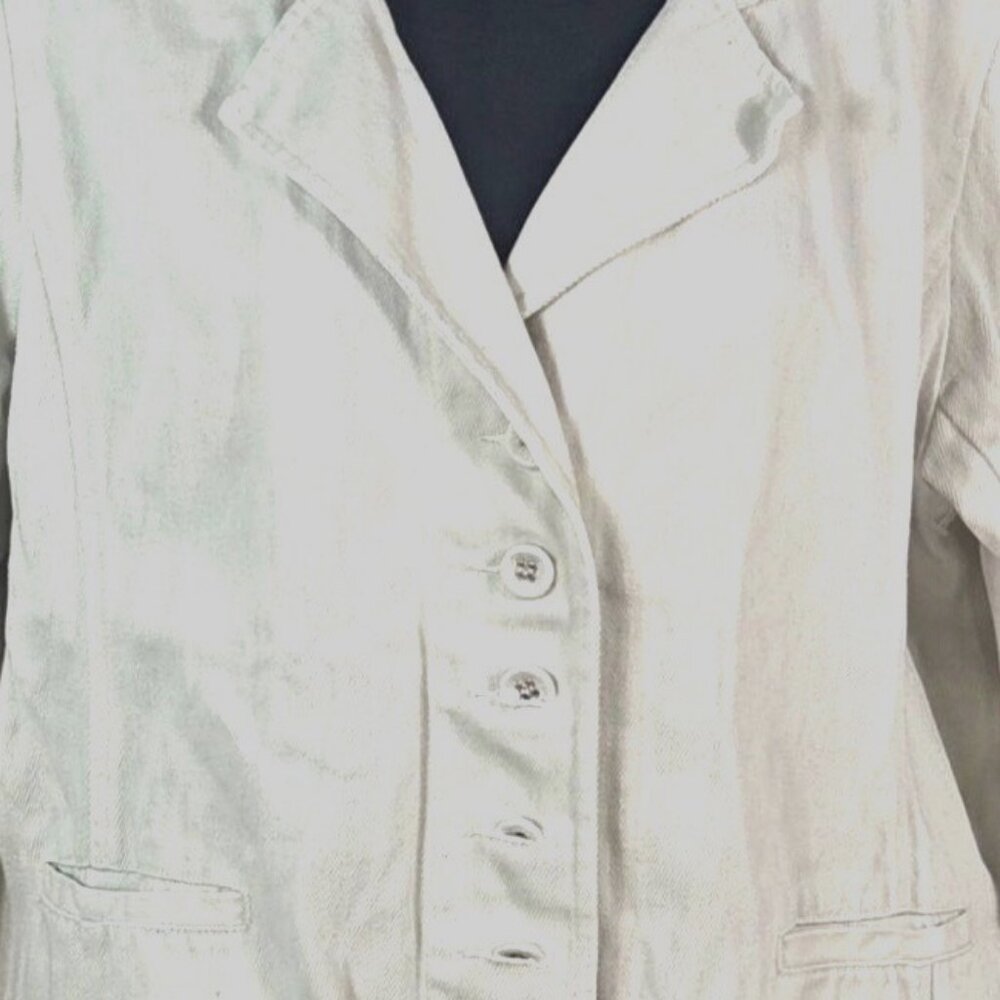 Eileen Fisher Beige Cream Hemp-Cotton Button-Front Blazer Jacket Size L - Picture 3 of 7